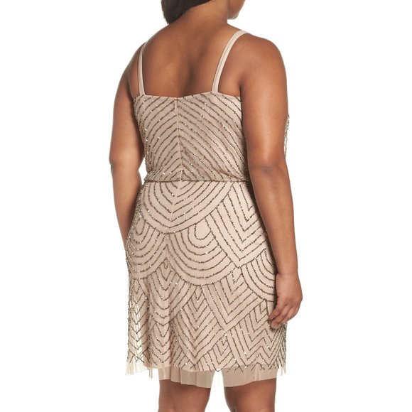 NEW Adrianna Papell Sequin Blouson‎ Dress Taupe 20W - Picture 7 of 16
